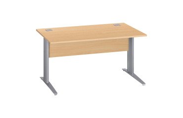 Rechte werkpost Excellens metaal L 140 cm blad + rechte houten beenafscherming beuk - metalen poot L