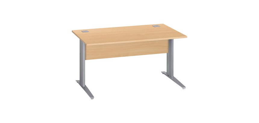 Bureau droit Essens Métal L 140 cm plateau + voile de fond bois droit hêtre - pied métal L