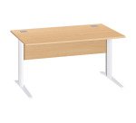 Bureau droit Essens Métal L 140 cm plateau + voile de fond bois droit hêtre - pied métal L