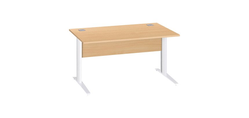 Bureau droit Essens Métal L 140 cm plateau + voile de fond bois droit hêtre - pied métal L