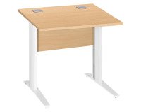 Bureau droit Essens Métal L 80 cm plateau + voile de fond bois droit hêtre - pied métal L