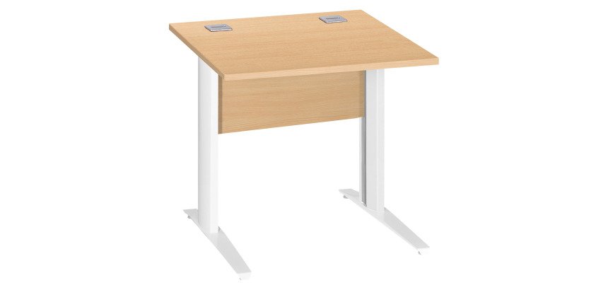 Bureau droit Essens Métal L 80 cm plateau + voile de fond bois droit hêtre - pied métal L