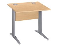 Bureau droit Essens Métal L 80 cm plateau + voile de fond bois droit hêtre - pied métal L