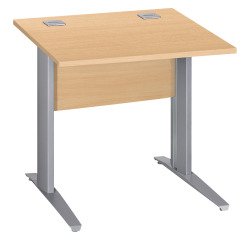 Bureau droit Essens Métal L 80 cm plateau + voile de fond bois droit hêtre - pied métal L