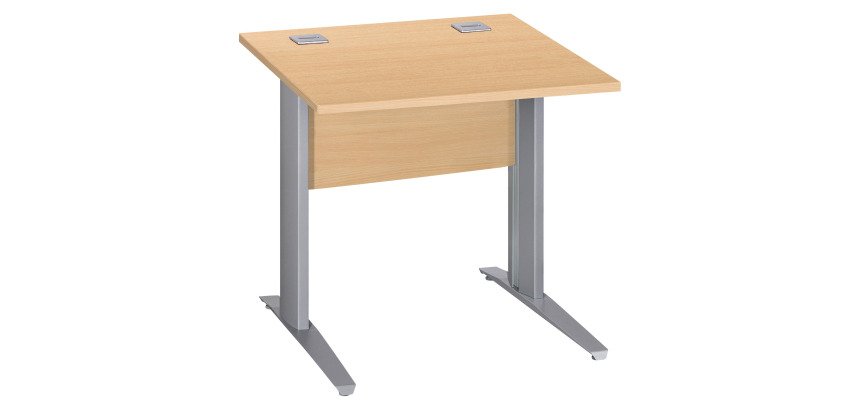 Bureau droit Essens Métal L 80 cm plateau + voile de fond bois droit hêtre - pied métal L