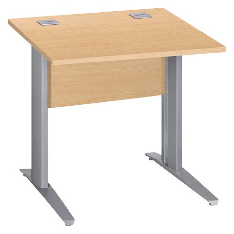 Mesa recta patas metal en "L" Excellens haya An 80 cm con panel de fondo recto patas aluminio