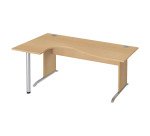 Bureau compact Excellens Bois L 180 cm retour gauche plateau pied bois L  - voile de fond droit