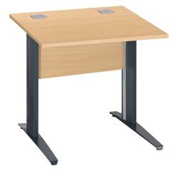 Bureau droit Essens Métal L 80 cm plateau + voile de fond bois droit hêtre - pied métal L