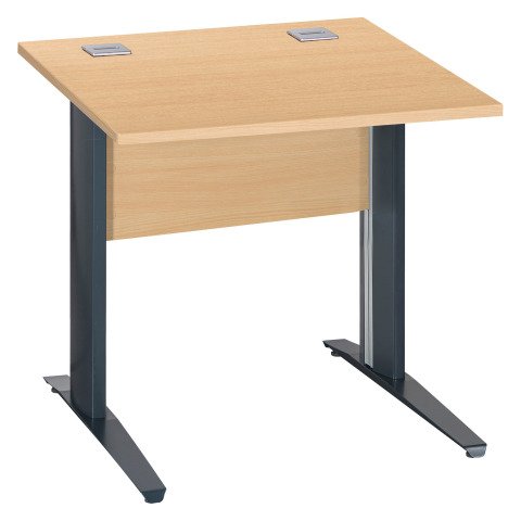 Mesa recta patas metal en "L" Excellens haya An 80 cm con panel de fondo recto patas antracita