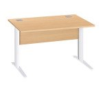 Bureau droit Essens Métal L 120 cm plateau + voile de fond bois droit hêtre - pied métal L