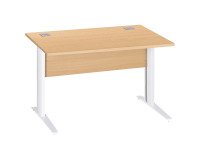 Bureau droit Essens Métal L 120 cm plateau + voile de fond bois droit hêtre - pied métal L