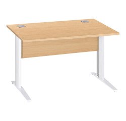 Bureau droit Essens Métal L 120 cm plateau + voile de fond bois droit hêtre - pied métal L