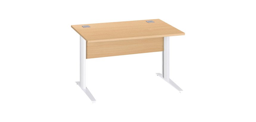 Bureau droit Essens Métal L 120 cm plateau + voile de fond bois droit hêtre - pied métal L