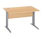 Bureau droit Essens Métal L 120 cm plateau + voile de fond bois droit hêtre - pied métal L
