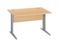 Bureau droit Essens Métal L 120 cm plateau + voile de fond bois droit hêtre - pied métal L