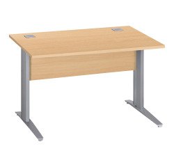 Bureau droit Essens Métal L 120 cm plateau + voile de fond bois droit hêtre - pied métal L