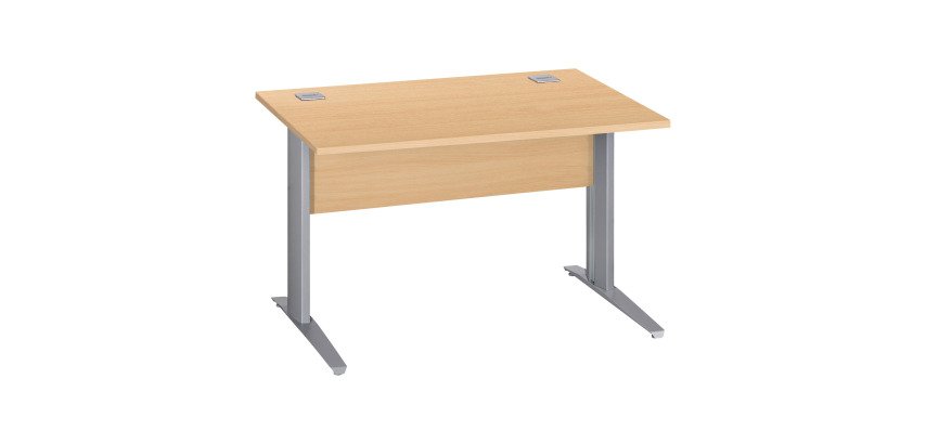 Bureau droit Essens Métal L 120 cm plateau + voile de fond bois droit hêtre - pied métal L