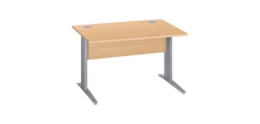Bureau droit Essens Métal L 120 cm plateau + voile de fond bois droit hêtre - pied métal L