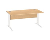 Bureau droit Excellens Métal L 160 cm plateau + voile de fond bois droit hêtre - pied métal L
