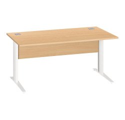 Rechte werkpost Excellens metaal L 160 cm blad + rechte houten beenafscherming beuk - metalen poot L