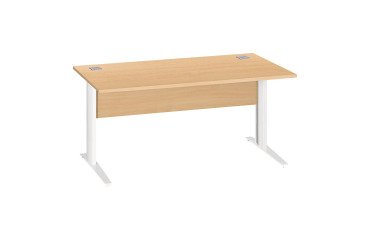 Rechte werkpost Excellens metaal L 160 cm blad + rechte houten beenafscherming beuk - metalen poot L