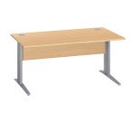 Bureau droit Essens Métal L 160 cm plateau + voile de fond bois droit hêtre - pied métal L