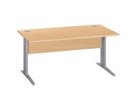 Bureau droit Essens Métal L 160 cm plateau + voile de fond bois droit hêtre - pied métal L