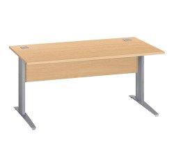Bureau droit Essens Métal L 160 cm plateau + voile de fond bois droit hêtre - pied métal L