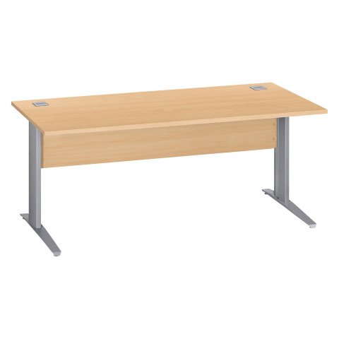Mesa recta patas metal en "L" Excellens haya An 180 cm con panel de fondo recto patas aluminio