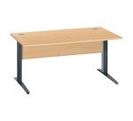 Bureau droit Essens Métal L 160 cm plateau + voile de fond bois droit hêtre - pied métal L