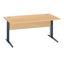 Bureau droit Essens Métal L 160 cm plateau + voile de fond bois droit hêtre - pied métal L