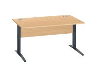 Rechte werkpost Excellens metaal L 140 cm blad + rechte houten beenafscherming beuk - metalen poot L