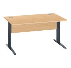 Rechter Schreibtisch Excellens Metall L 140 cm Platte + Sichtschutz Holz Buche - Metallfuß L