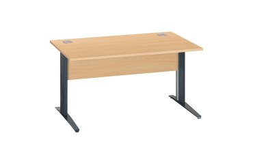 Rechter Schreibtisch Excellens Metall L 140 cm Platte + Sichtschutz Holz Buche - Metallfuß L