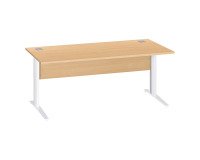 Excellens Schreibtisch Metall L 180 cm Platte + Sichtschutz Holz Buche gerade - Metallfuß L