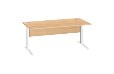 Excellens Schreibtisch Metall L 180 cm Platte + Sichtschutz Holz Buche gerade - Metallfuß L