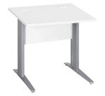 Bureau droit Essens Métal L 80 cm plateau + voile de fond bois droit blanc - pied métal L