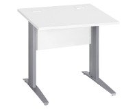 Bureau droit Essens Métal L 80 cm plateau + voile de fond bois droit blanc - pied métal L