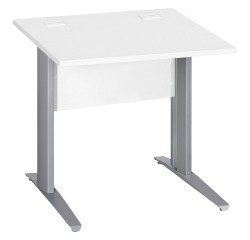 Bureau droit Essens Métal L 80 cm plateau + voile de fond bois droit blanc - pied métal L
