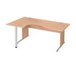 Bureau compact Excellens Bois L 180 cm retour gauche plateau pied bois L  - voile de fond droit