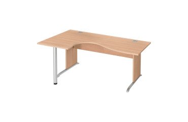 Compact bureau met houten onderstel L Excellens - rechte rugpanelen