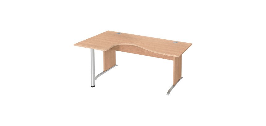 Compact desk with wooden legs L Excellens - straight modesty panel