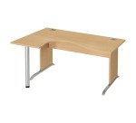 Compact desk with wooden legs L Excellens - straight modesty panel