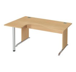 Compacte werkpost Excellens Hout L 160 cm bijzet links L-vormig houten onderstel  - rechte beenafscherming