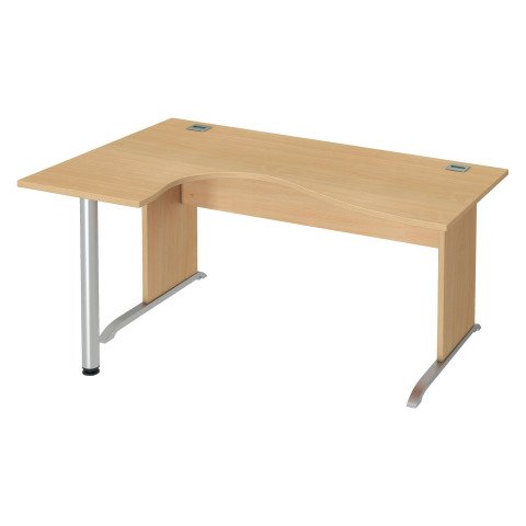 Mesa compacta patas madera en "L" Excellens haya An 160 cm ala izquierda con panel de fondo recto