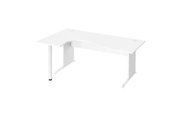 Compact Excellens Wood Desk L 180 cm left return wood leg top - straight modesty panel