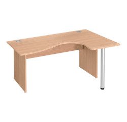 Bureau compact Excellens Bois L 160 cm retour à droite plateau pied plein - voile de fond droit