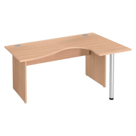 Mesa compacta patas madera recta Roble claro Excellens An 160 cm ala derecha con panel de fondo recto