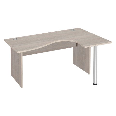 Mesa compacta patas madera recta Roble gris Excellens An 160 cm ala derecha con panel de fondo recto