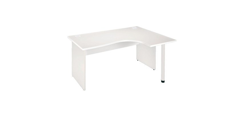 Bureau compact Essens Bois L 160 cm retour à droite plateau pied plein - voile de fond droit